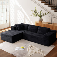 EROMMY 106 inch Cloud Sectional Couch with Chaise Lounge for Living Room Bedroom Apartment, Corduroy Fabric, Black