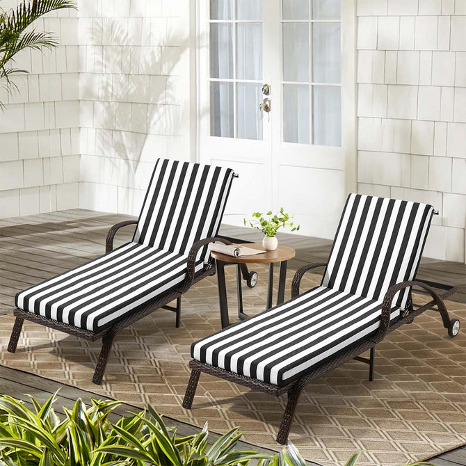 EROMMY Outdoor Lounge Chair Cushion Replacement Set of 2, Black Stripes-Erommy