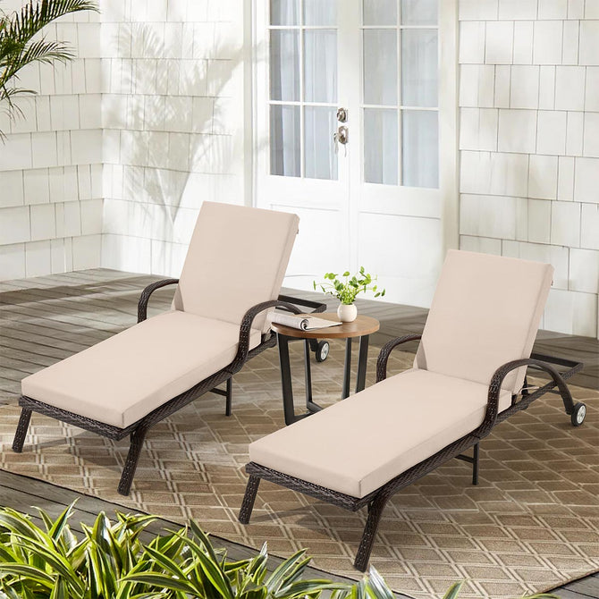 EROMMY Outdoor Lounge Chair Cushion Replacement Set of 2, Beige-Erommy