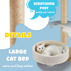 EROMMY Dolphin Cat Tree for Indoor Cats, 27" Cat Tower with Scratching Post, Multi-Level Plush Bed Perches