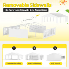 EROMMY Heavy Duty Party Tent with Removable Sidewalls & Storage Bags, White-Erommy