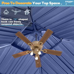 EROMMY 10' X 12' Hardtop Gazebo with Galvanized Steel Roof, All-Season Aluminum Outdoor Pergola with Netting & Curtains for Patio Lawn and Garden, Blue-Erommy