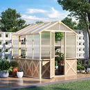 EROMMY 8x7.4x8.5 FT Wooden Spruce Walk-in Greenhouse with UV Protection-Erommy
