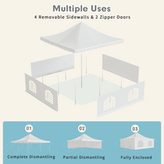 EROMMY 20x20ft Party Tent with Sidewalls & Doors, Fire Retardant PVC, for 120 People - White-Erommy