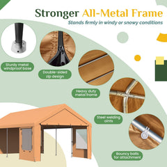 EROMMY 12' x 24' Heavy Duty Carport,Portable Garage with UV Protection & Steel Frame, Car Port with Removable Sidewalls, All-Season Car Canopy for Tractor, Truck, Boat, Yellow