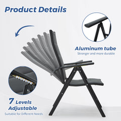 EROMMY 7-Piece Patio Dining Set: Durable Aluminum Chairs & Metal Table, All-Weather Outdoor Furniture(Dark Gray)-Erommy