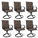 EROMMY Swivel Outdoor Chairs Set of 6, High Back Padded Textilene Patio Dining Chairs with Metal Frame, Brown