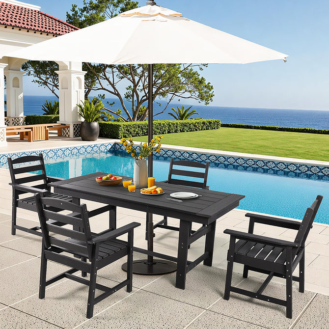 EROMMY Outdoor Table and Chairs for 4, HDPE Weather Resistant Outdoor Dining Set, Black-Erommy