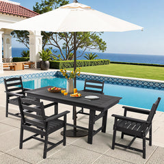 EROMMY Outdoor Table and Chairs for 4, HDPE Weather Resistant Outdoor Dining Set, Black-Erommy