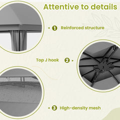 Outdoor Patio Gazebo 10'x13' with Double Curved Roofs, Heavy Duty Party Tent & Shelter, Mosquito Nettings and Privacy Screens patio canopy outdoor waterproof for Backyard, Garden, Lawn, Grey-Erommy