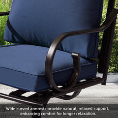 Erommy Patio Swivel Chair Set of 2, Outdoor Dining Chairs with Cushions, Blue-Erommy