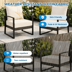 EROMMY Patio Furniture Cushions Set of 2 with Handle and Ties, Waterproof Fade-Resistant Outdoor Couch Cushions, Chair Pads for Dining Chairs, Beige