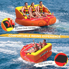 EROMMY 3-Person Towable Tubes for Boating, Front/Back Tow Points Sofa Couch Style Boat Tubes