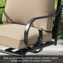 erommy Patio Swivel Chair Set of 2, Outdoor Dining Chairs with Cushions, khaki-Erommy