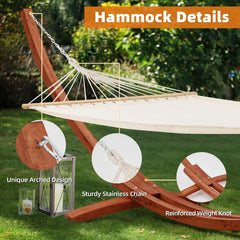 Erommy 2-Person Spreader Bar Hammock with Wooden Stand