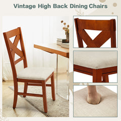 EROMMY Dining Chairs Set of 2, Modern Farmhouse Upholstered Dining Room Chair, Natural Oak-Erommy