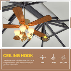 EROMMY 12'x14' Permanent Hardtop Gazebo with 12'x10' Outdoor Pergola, Metal Steel Canopy with Aluminum Composite Roof-Erommy