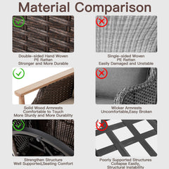 EROMMY 7-Piece Outdoor furniture Set with Swivel Chairs, Ottoman & Coffee Table, Beige-Erommy