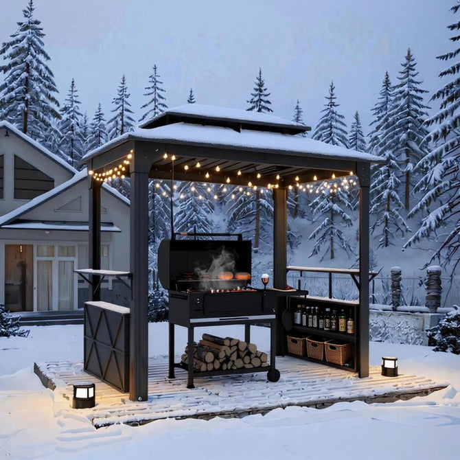 EROMMY 8x6 Grill Shelter with Two Side Bars-Erommy