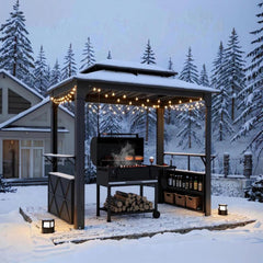 EROMMY 8x6 Grill Shelter with Two Side Bars-Erommy