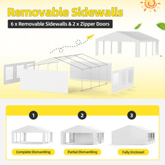 EROMMY Heavy Duty Party Tent with Removable Sidewalls & Storage Bags, White-Erommy