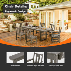 EROMMY 1 Medium Table and 4 armchairs set, Patio Conversation Table For 4-6 Persons With Weather Resistant, Grey-Erommy