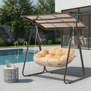 EROMMY 2-Seat Patio Swing Chair with Adjustable Canopy, Beige