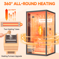 EROMMY 1–2 Person Indoor Hemlock Sauna with Chromotherapy & Bluetooth