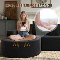 EROMMY Modern L-Shape Sectional Sofa with Chaise Lounge for Living Room Bedroom, Black-Erommy