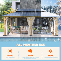 EROMMY 12' x 20' Outdoor Hardtop Gazebo with Cedar Frame and Powder Coated Metal Roof-Erommy