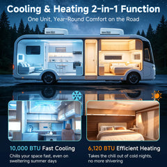 EROMMY RV Air Conditioner with Heat Pump, 10000 BTU RV AC Unit with Auto Swing Airflow, Low Power Consumption, Ultra Quiet, Non-Ducted RV Air Conditioners for RVs, Trucks, and Campers