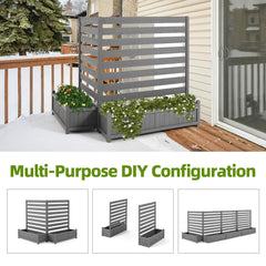 EROMMY 2-Pack No-Dig Privacy Fence Planter 36" W x 45" H, Wood Outdoor Screen for AC Unit, Trash & Flower Bed, Weather-Resistant, Grey