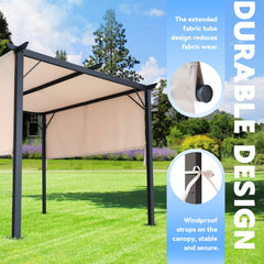 EROMMY Outdoor Pergola 10x10 Ft, Metal Freestanding Shelter with Adjustable Side Sun Shades, Canopy for Patios Backyard Garden Deck (Beige)