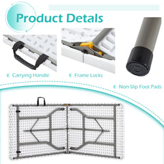 EROMMY White Folding Table - Durable, Lightweight, and Easy to Store, Ideal for Indoor/Outdoor Use and Events-Erommy