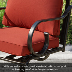 EROMMY Patio Swivel Chair Set of 2, Outdoor Dining Chairs with Cushions, Red-Erommy