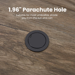 EROMMY 63 Inch Outdoor Patio Dining Table for 6, Rectangle Metal Patio Table with 1.96 Inch Adjustable Umbrella Hole-Erommy