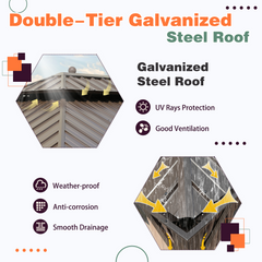 EROMMY 14X22 Hardtop Grill Gazebo with Netting and Sides-Erommy