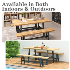 EROMMY Premium Outdoor Rectangle Patio Dining Set for Backyard, Porch, Lawn, and Garden - Brown-Erommy