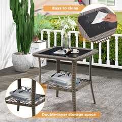 EROMMY 3-Piece Outdoor Chaise Lounge Set with Adjustable Chairs, Storage Table, Gray