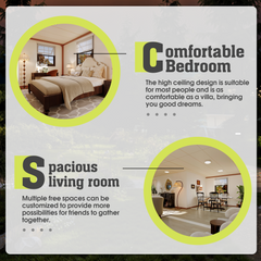 EROMMY Modern 40ft Extendable Container House, 2 Bedroom Folding House to Live In with Kitchen, Mobile Home Prefab Home with Fully Equipped Bathroom, Pre Built Portable House for Adults-Erommy