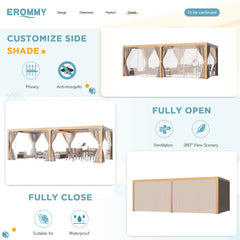 EROMMY 12x24 louvered pergola with Louvered Roof for Decks, Gardens and Backyards, Wood Grain-Erommy