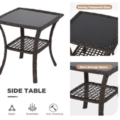 EROMMY 6 Piece Patio Furniture Set, Rattan Outdoor Sectional for Deck Backyard Porch (Khaki)-Erommy