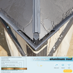 EROMMY 12' x 16' Hardtop Gazebo, Permanent Outdoor Aluminum Patio Gazebo, Double Roof, Patio and Garden, Curtains and Netting-Erommy