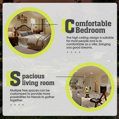 EROMMY Foldable 40ft 2 Bedroom Mobile Home, Modular Prefab House with Kitchen & Fully Equipped Bathroom, Extendable Container House for Outdoor Living-Erommy