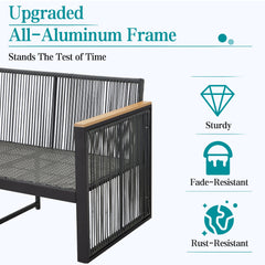 EROMMY 5 Pieces Patio Set Outdoor Furniture Set with Wood Armrest for Garden Balcony Backyard Poolside (Grey)-Erommy