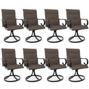 EROMMY Swivel Outdoor Chairs Set of 8, High Back Padded Textilene Patio Dining Chairs with Metal Frame, Brown