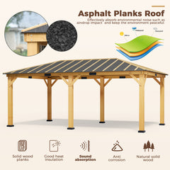 EROMMY 12' x 20' Spruce Wood Gazebo Hardtop, Silent Asphalt Roof Solid Wood Gazebo, for Patio, Lawns, Garden, Yard-Erommy