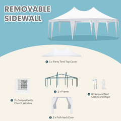 EROMMY 26x19ft Decagonal Heavy Duty Canopy with 8 Removable Sidewalls, 8 Church Windows and 2 Pull-Back Doors, Outdoor Pavilion Shelter Tent