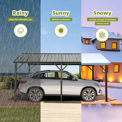 EROMMY Metal Carport 10' x 16' Heavy Duty, Multi-Use with Powder-Coated Steel Roof and Frame, Outdoor Carport Canopy-Erommy