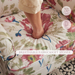 EROMMY Fabric Accent Chair, Modern Upholstered Armchair, Leisure Single Sofa Chair for Living Room Bedroom Reading, Pink Floral-Erommy